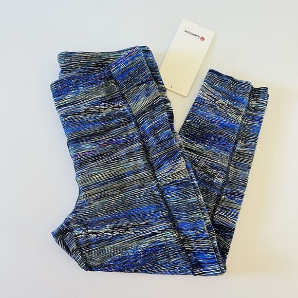 LULULEMON ATHLETICA Interconnect Blue Multi F & F HR Crop 19" Leggings - US 8 - Picture 3 of 8